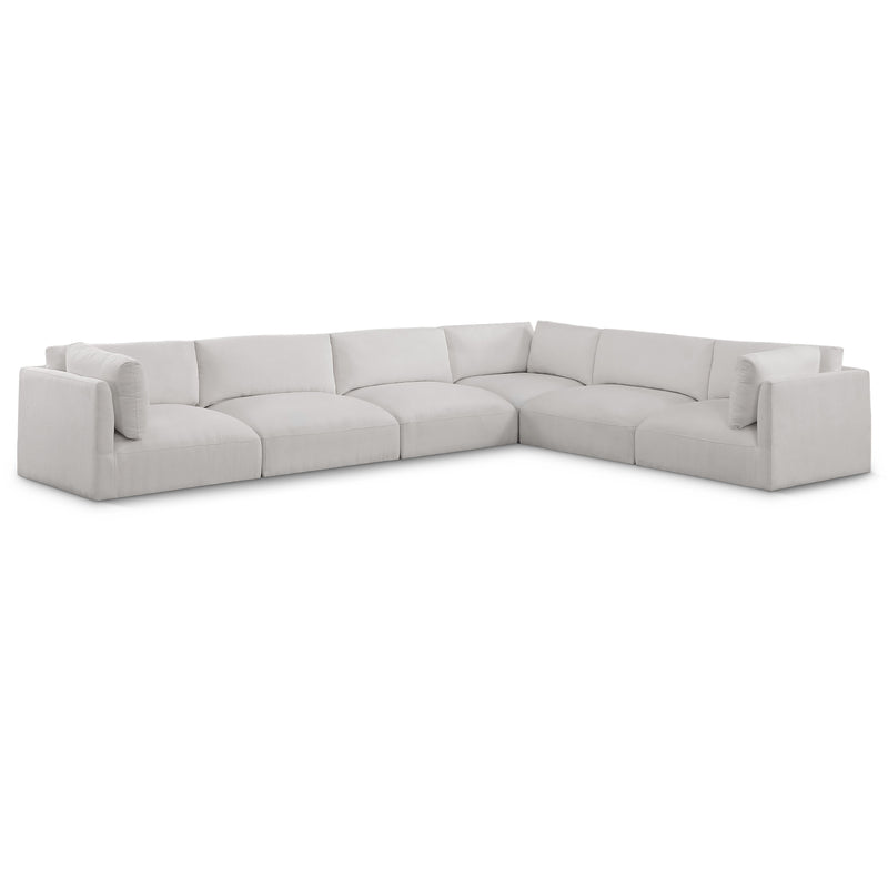 Meridian Ease Cream Polyester Fabric Modular Sectional IMAGE 1