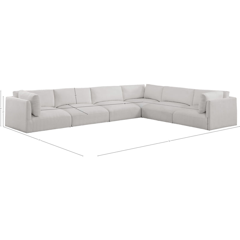 Meridian Ease Cream Polyester Fabric Modular Sectional IMAGE 9