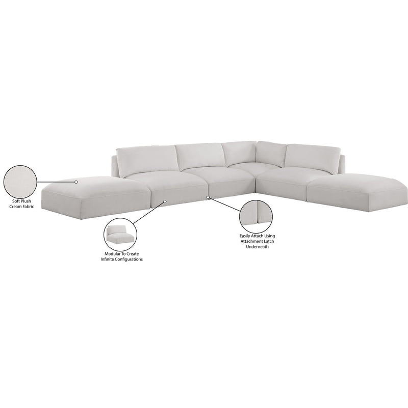 Meridian Ease Cream Polyester Fabric Modular Sectional IMAGE 9