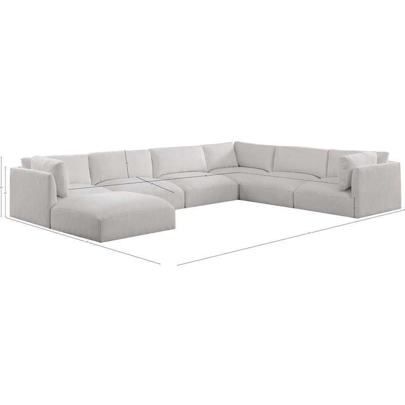 Meridian Ease Cream Polyester Fabric Modular Sectional IMAGE 9