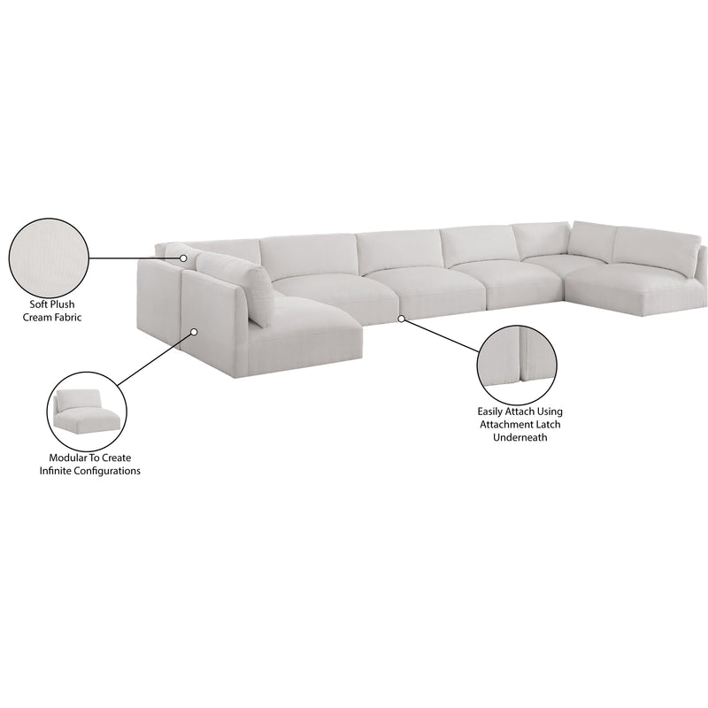 Meridian Ease Cream Polyester Fabric Modular Sectional IMAGE 10