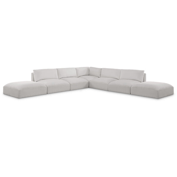 Meridian Ease Cream Polyester Fabric Modular Sectional IMAGE 1