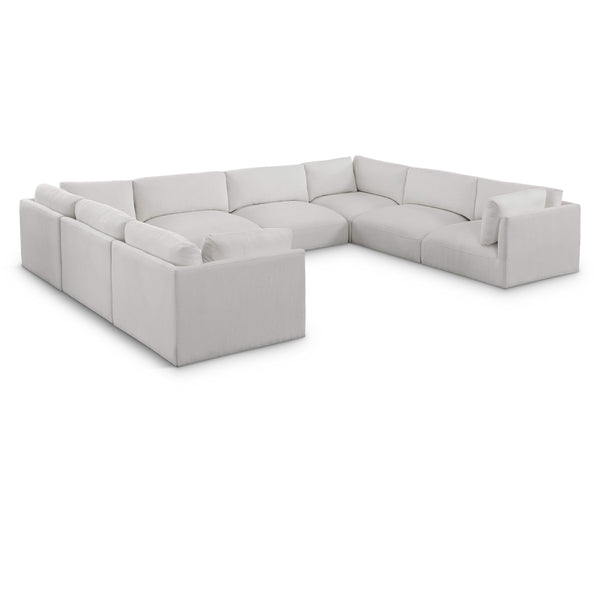 Meridian Ease Cream Polyester Fabric Modular Sectional IMAGE 1