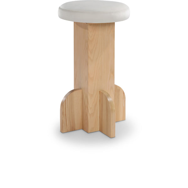 Meridian Wyatt Cream Velvet Stool IMAGE 1