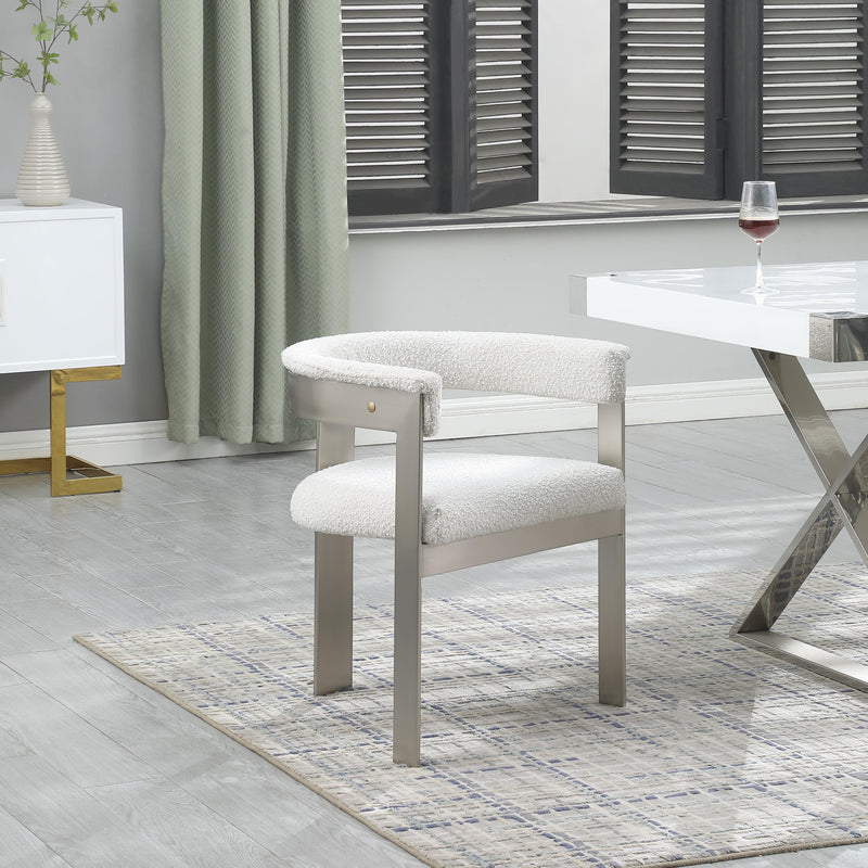 Meridian Romeo Cream Boucle Fabric Dining Chair IMAGE 2