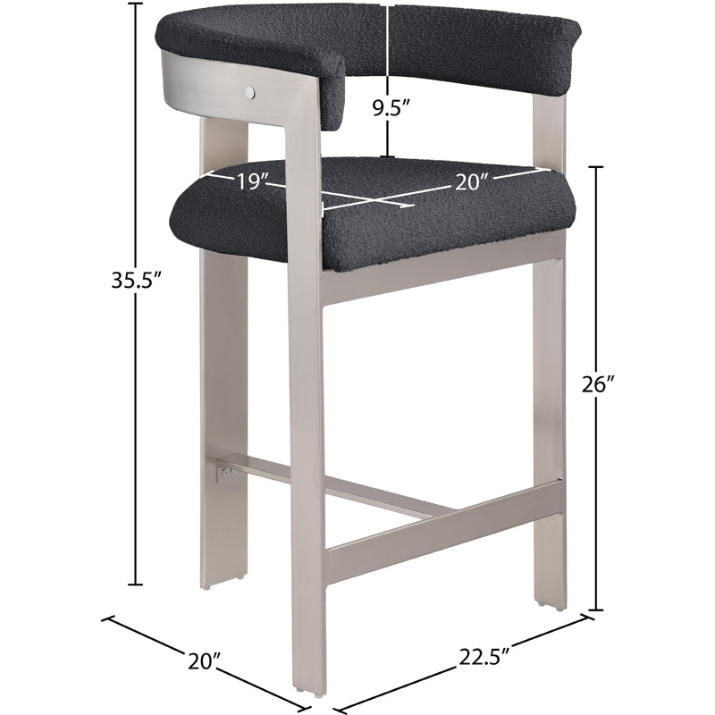 Meridian Romeo Black Boucle Fabric Counter Stool IMAGE 7