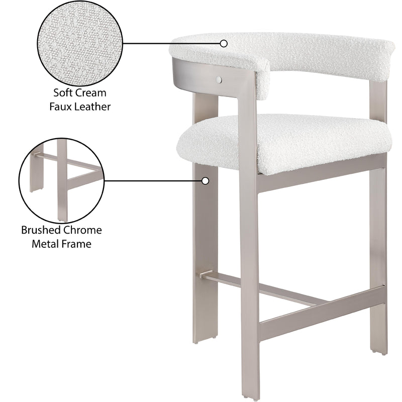 Meridian Romeo Cream Boucle Fabric Counter Stool IMAGE 8