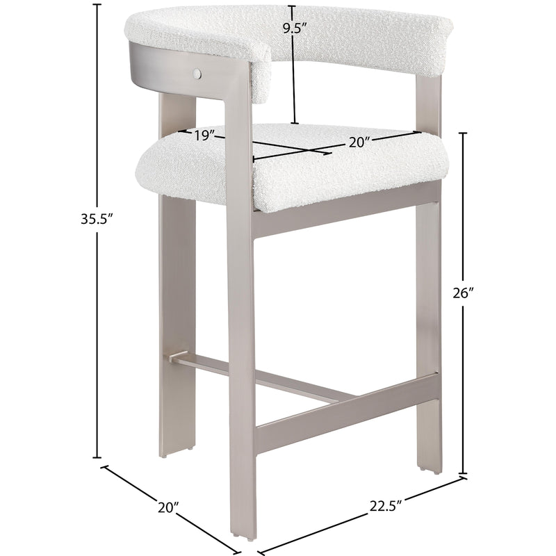 Meridian Romeo Cream Boucle Fabric Counter Stool IMAGE 9