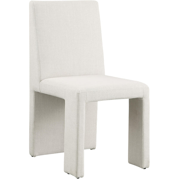 Meridian Benson Cream Linen Textured Fabric Dining Chair IMAGE 1