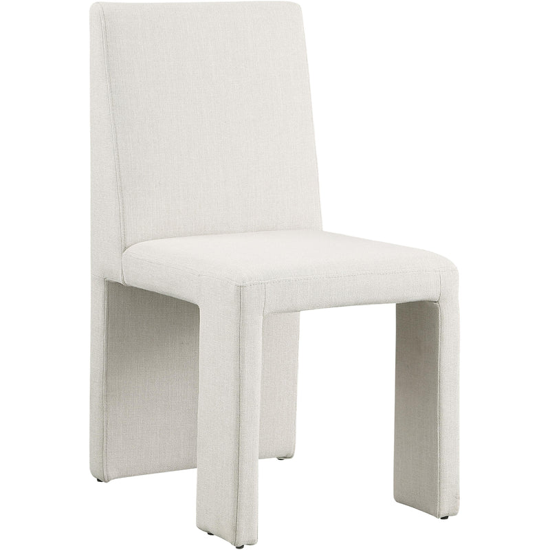 Meridian Benson Cream Linen Textured Fabric Dining Chair IMAGE 1