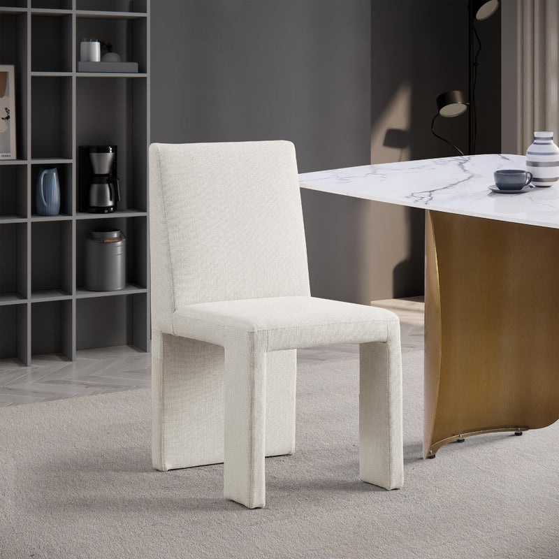 Meridian Benson Cream Linen Textured Fabric Dining Chair IMAGE 2