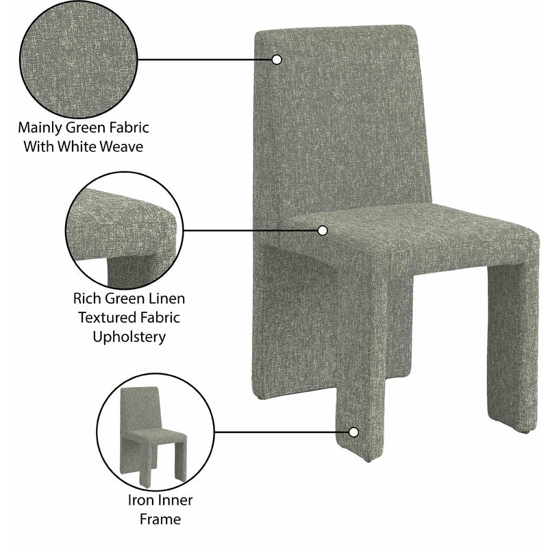 Meridian Benson Green Linen Textured Fabric Dining Chair IMAGE 10