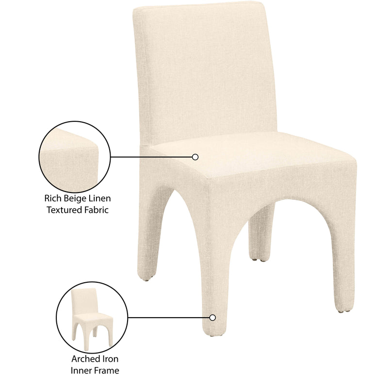 Meridian Gramercy Beige Linen Textured Fabric Dining Chair IMAGE 10