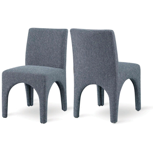 Meridian Gramercy Blue Linen Textured Fabric Dining Chair IMAGE 1