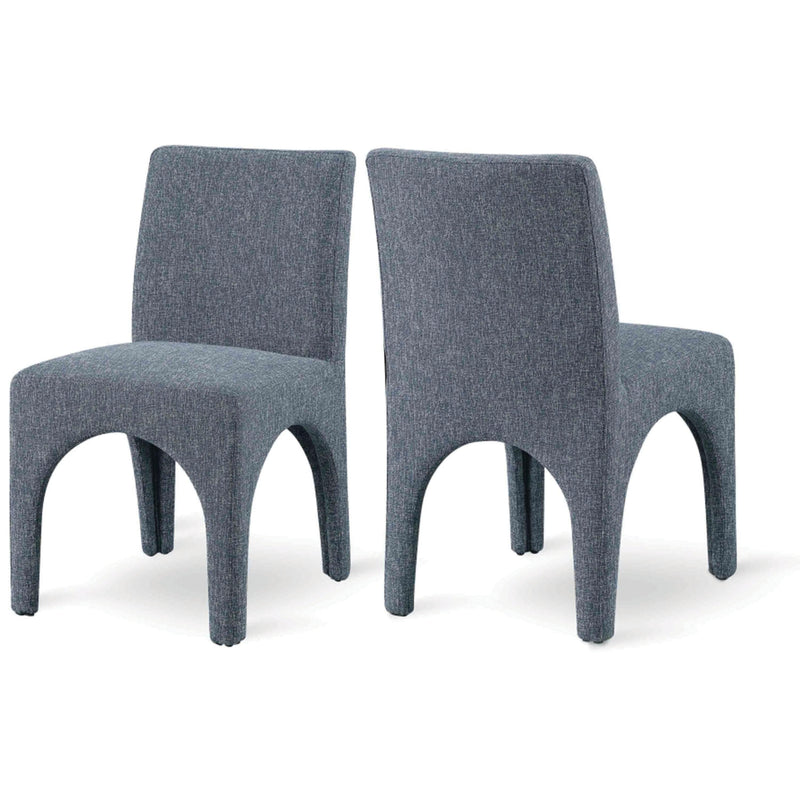Meridian Gramercy Blue Linen Textured Fabric Dining Chair IMAGE 1