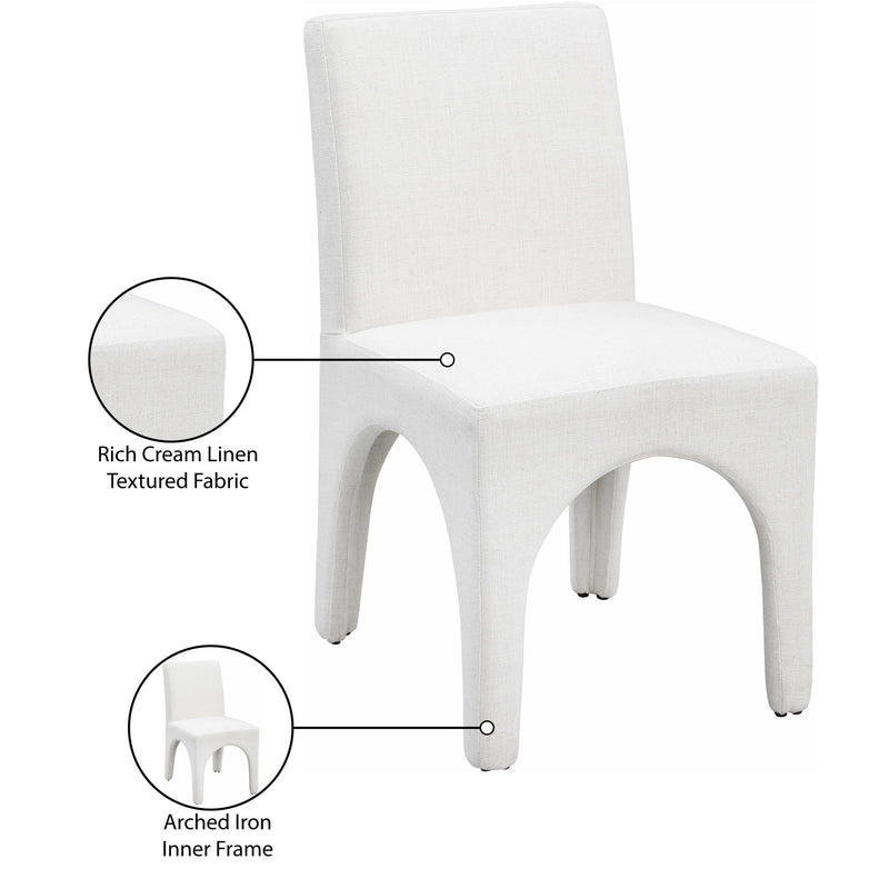 Meridian Gramercy Cream Linen Textured Fabric Dining Chair IMAGE 10