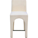 Meridian Gramercy Beige Linen Textured Fabric Stool IMAGE 4