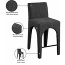 Meridian Gramercy Black Linen Textured Fabric Stool IMAGE 10