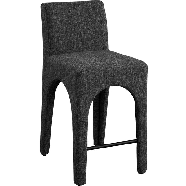 Meridian Gramercy Black Linen Textured Fabric Stool IMAGE 1
