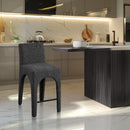 Meridian Gramercy Black Linen Textured Fabric Stool IMAGE 2