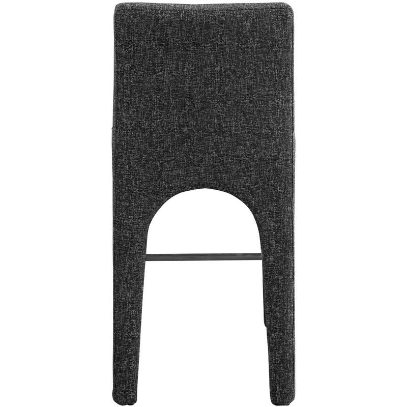 Meridian Gramercy Black Linen Textured Fabric Stool IMAGE 3