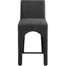 Meridian Gramercy Black Linen Textured Fabric Stool IMAGE 4