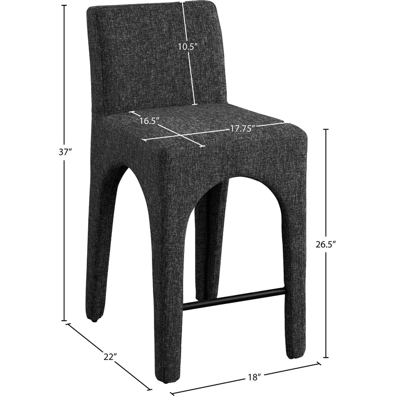 Meridian Gramercy Black Linen Textured Fabric Stool IMAGE 9