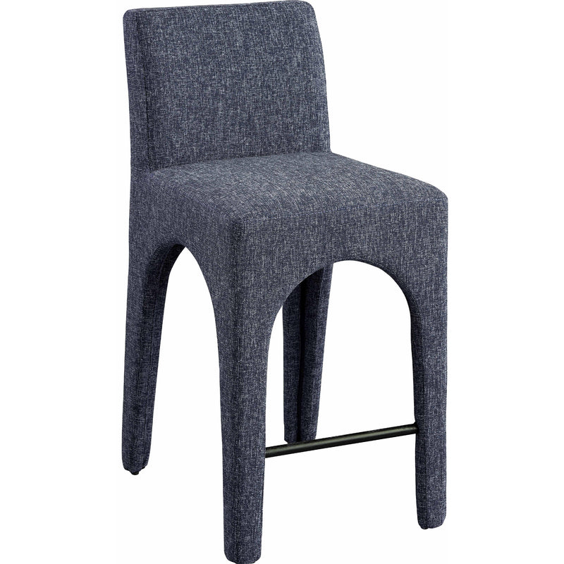 Meridian Gramercy Blue Linen Textured Fabric Stool IMAGE 1