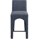 Meridian Gramercy Blue Linen Textured Fabric Stool IMAGE 4