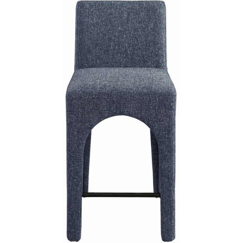 Meridian Gramercy Blue Linen Textured Fabric Stool IMAGE 4