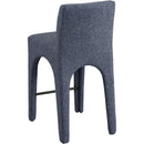 Meridian Gramercy Blue Linen Textured Fabric Stool IMAGE 6