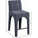 Meridian Gramercy Blue Linen Textured Fabric Stool IMAGE 9