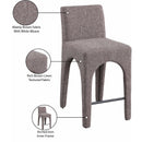 Meridian Gramercy Brown Linen Textured Fabric Stool IMAGE 10