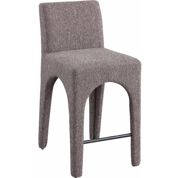 Meridian Gramercy Brown Linen Textured Fabric Stool IMAGE 1