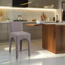 Meridian Gramercy Brown Linen Textured Fabric Stool IMAGE 2