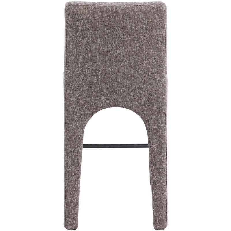 Meridian Gramercy Brown Linen Textured Fabric Stool IMAGE 3