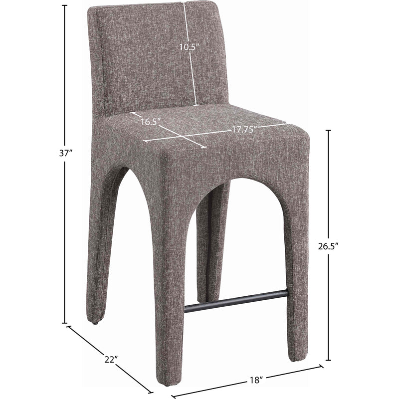 Meridian Gramercy Brown Linen Textured Fabric Stool IMAGE 9