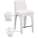 Meridian Gramercy Cream Linen Textured Fabric Stool IMAGE 10