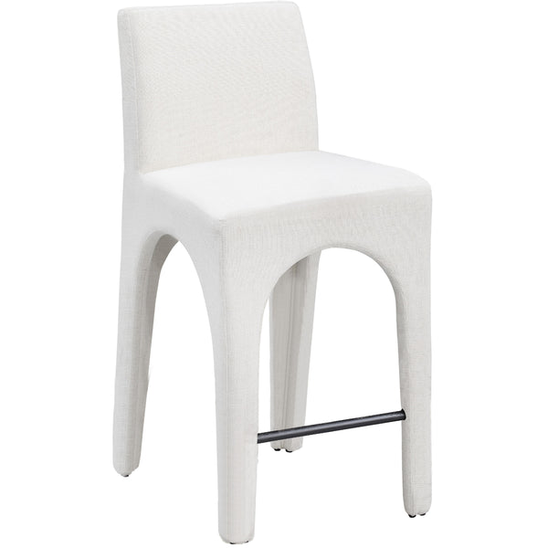 Meridian Gramercy Cream Linen Textured Fabric Stool IMAGE 1