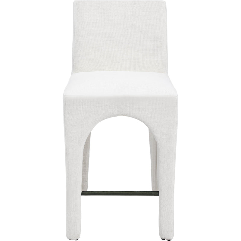 Meridian Gramercy Cream Linen Textured Fabric Stool IMAGE 4