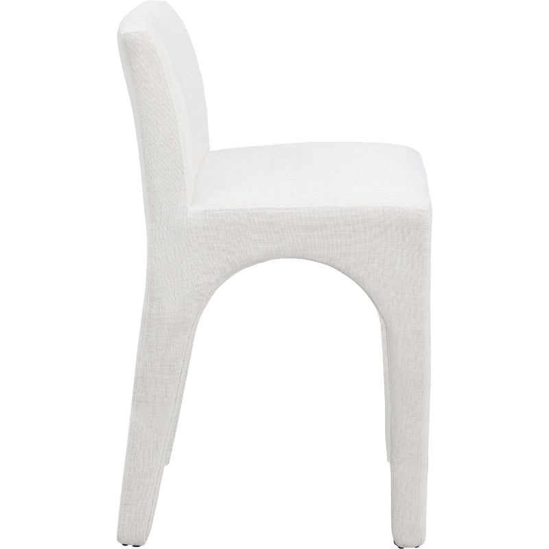 Meridian Gramercy Cream Linen Textured Fabric Stool IMAGE 5