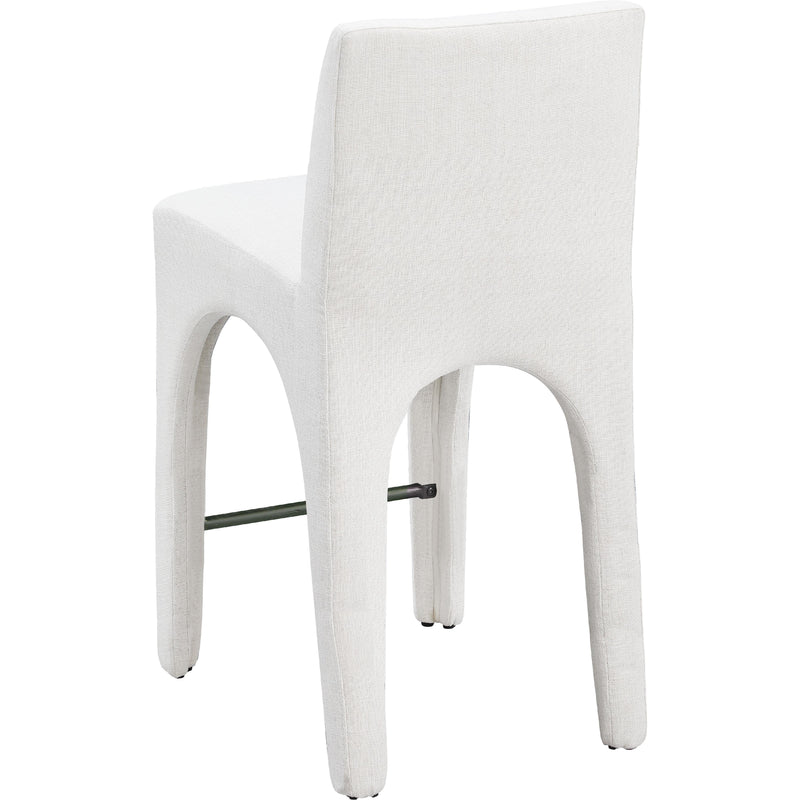 Meridian Gramercy Cream Linen Textured Fabric Stool IMAGE 6