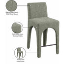 Meridian Gramercy Green Linen Textured Fabric Stool IMAGE 10