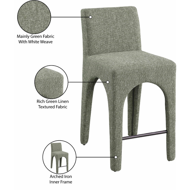 Meridian Gramercy Green Linen Textured Fabric Stool IMAGE 10