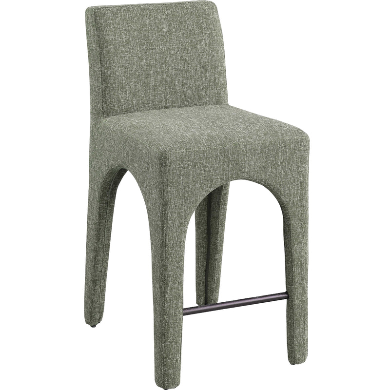 Meridian Gramercy Green Linen Textured Fabric Stool IMAGE 1