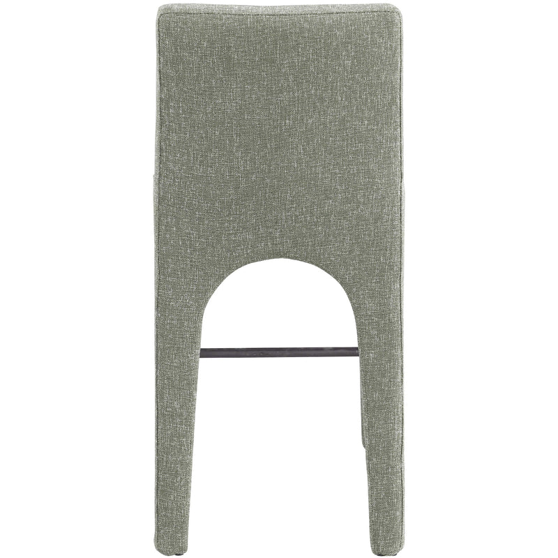Meridian Gramercy Green Linen Textured Fabric Stool IMAGE 3