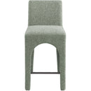 Meridian Gramercy Green Linen Textured Fabric Stool IMAGE 4