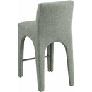 Meridian Gramercy Green Linen Textured Fabric Stool IMAGE 6