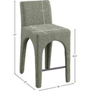 Meridian Gramercy Green Linen Textured Fabric Stool IMAGE 9