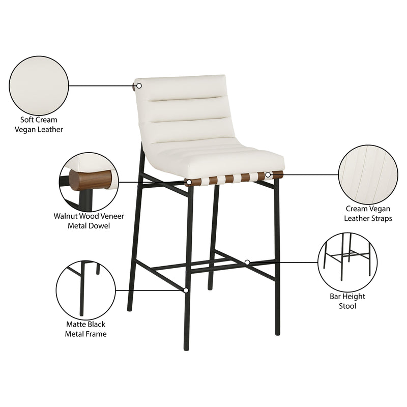 Meridian Burke Cream Vegan Leather Bar Stool IMAGE 10